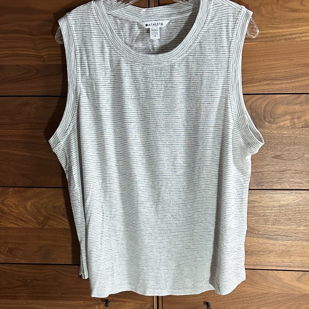 Athleta Light Gray Striped Breezt Tank